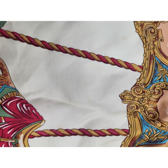 VTG AC Andre Claude Canova Carousel of Horses Silk Scarf Gold Colorful Old Money - Picture 5 of 9